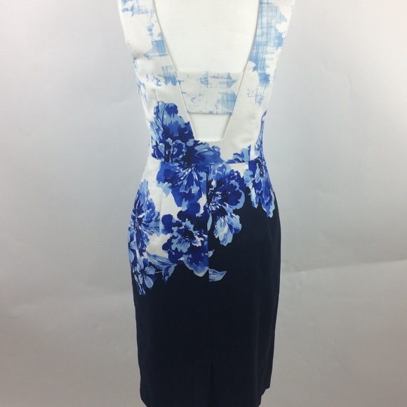 Maeve Vanda Pencil Dress Sz 6 Blue & White Floral - Picture 4 of 8